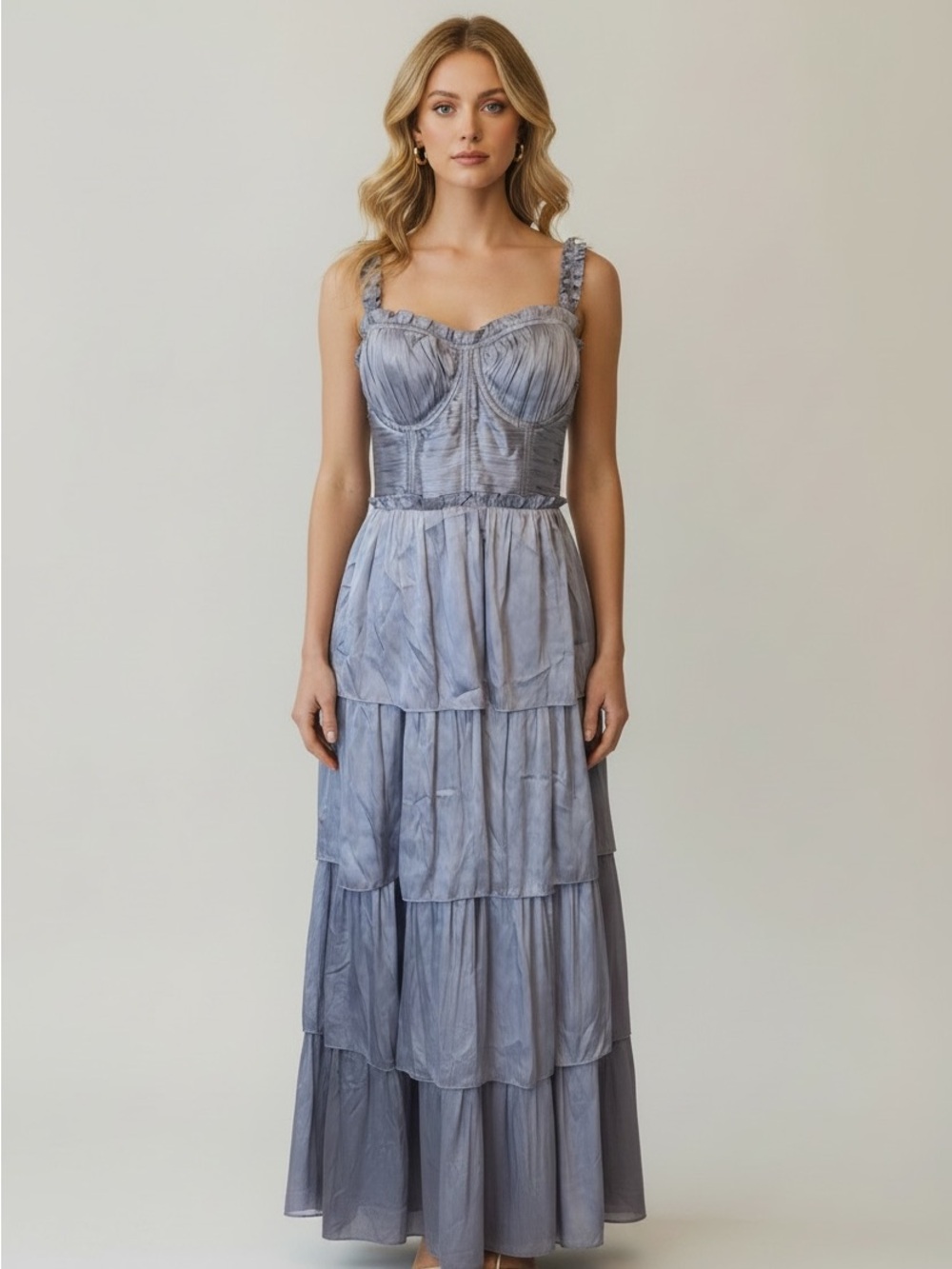 Astr Tiered Corset Maxi Dress in Dusty Purple